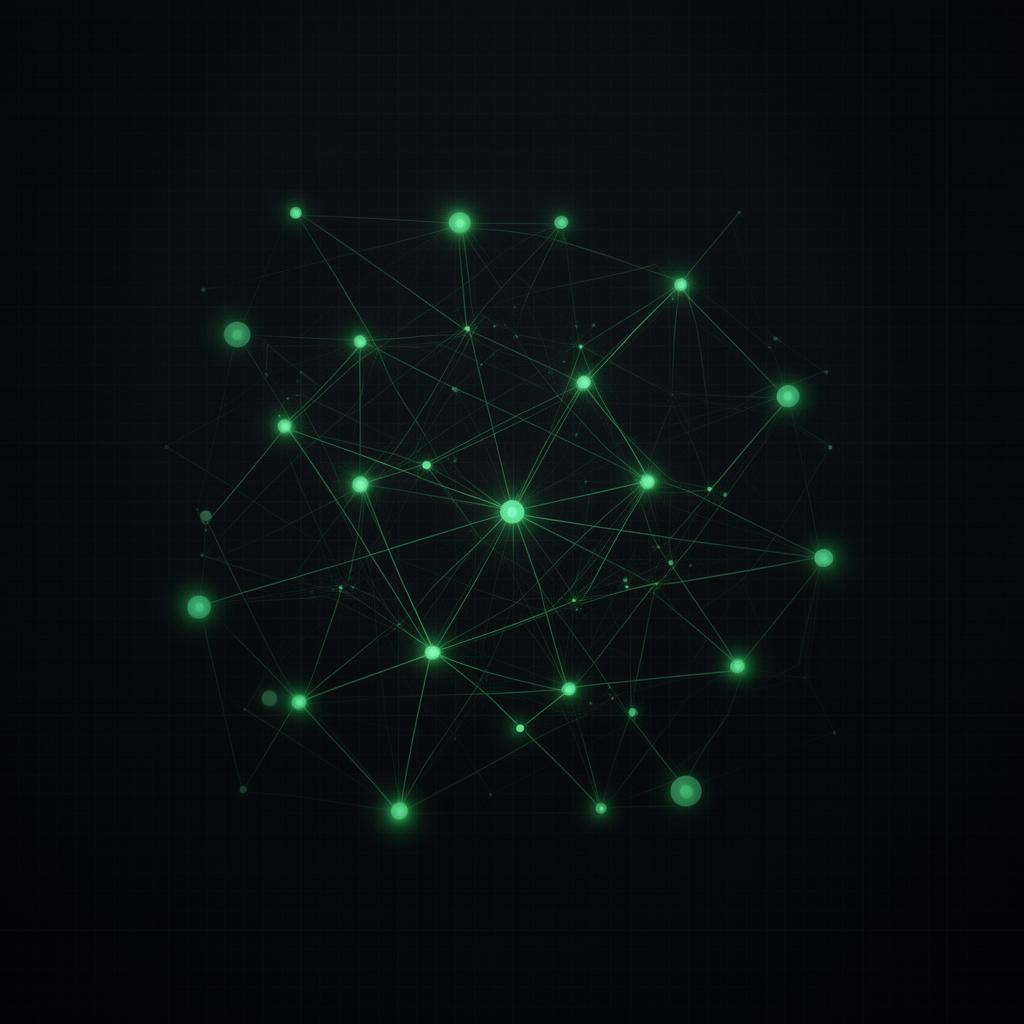 Network of connected nodes representing operator network